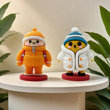 Maxbell Mini Desk Statue Doll Sculpture Tabletop Centerpiece Home Miniature Figurine Orange Coat