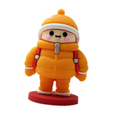 Maxbell Mini Desk Statue Doll Sculpture Tabletop Centerpiece Home Miniature Figurine Orange Coat