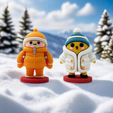 Maxbell Mini Desk Statue Doll Sculpture Tabletop Centerpiece Home Miniature Figurine Orange Coat