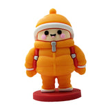 Maxbell Mini Desk Statue Doll Sculpture Tabletop Centerpiece Home Miniature Figurine Orange Coat