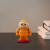 Maxbell Mini Desk Statue Doll Sculpture Tabletop Centerpiece Home Miniature Figurine Orange Coat