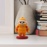 Maxbell Mini Desk Statue Doll Sculpture Tabletop Centerpiece Home Miniature Figurine Orange Coat