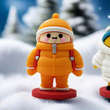 Maxbell Mini Desk Statue Doll Sculpture Tabletop Centerpiece Home Miniature Figurine Orange Coat