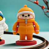 Maxbell Mini Desk Statue Doll Sculpture Tabletop Centerpiece Home Miniature Figurine Orange Coat