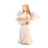 Maxbell Angel Holding Flowers Wing Cherub Sculpture Decoration Resin Statue Figurine