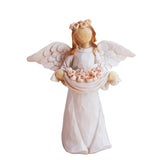 Maxbell Angel Holding Flowers Wing Cherub Sculpture Decoration Resin Statue Figurine