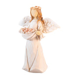 Maxbell Angel Holding Flowers Wing Cherub Sculpture Decoration Resin Statue Figurine