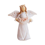 Maxbell Angel Holding Flowers Wing Cherub Sculpture Decoration Resin Statue Figurine