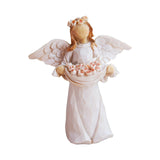 Maxbell Angel Holding Flowers Wing Cherub Sculpture Decoration Resin Statue Figurine