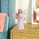 Maxbell Angel Holding Flowers Wing Cherub Sculpture Decoration Resin Statue Figurine