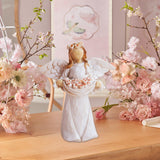 Maxbell Angel Holding Flowers Wing Cherub Sculpture Decoration Resin Statue Figurine