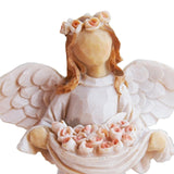 Maxbell Angel Holding Flowers Wing Cherub Sculpture Decoration Resin Statue Figurine