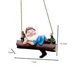 Maxbell Resin Sculpture Hanging Dwarf Figurine Patio Gnome on A Swing Garden Statue