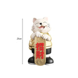 Maxbell Lucky Cat Statue Resin Sculpture Dining Room Mascot Cat Fortune Cat Figurine