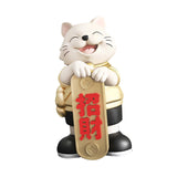 Maxbell Lucky Cat Statue Resin Sculpture Dining Room Mascot Cat Fortune Cat Figurine