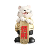 Maxbell Lucky Cat Statue Resin Sculpture Dining Room Mascot Cat Fortune Cat Figurine