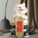 Maxbell Lucky Cat Statue Resin Sculpture Dining Room Mascot Cat Fortune Cat Figurine