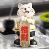Maxbell Lucky Cat Statue Resin Sculpture Dining Room Mascot Cat Fortune Cat Figurine