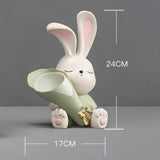 Maxbell Flower Vase Rabbit Figurine Sculpture Bedroom Living Room Resin Bunny Statue Sit 17cmx24cm