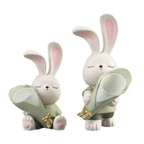 Maxbell Flower Vase Rabbit Figurine Sculpture Bedroom Living Room Resin Bunny Statue Sit 17cmx24cm
