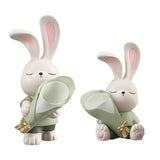 Maxbell Flower Vase Rabbit Figurine Sculpture Bedroom Living Room Resin Bunny Statue Sit 17cmx24cm