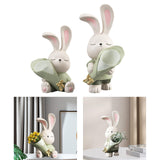 Maxbell Flower Vase Rabbit Figurine Sculpture Bedroom Living Room Resin Bunny Statue Sit 17cmx24cm