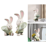 Maxbell Flower Vase Rabbit Figurine Sculpture Bedroom Living Room Resin Bunny Statue Sit 17cmx24cm