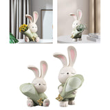 Maxbell Flower Vase Rabbit Figurine Sculpture Bedroom Living Room Resin Bunny Statue Sit 17cmx24cm
