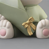 Maxbell Flower Vase Rabbit Figurine Sculpture Bedroom Living Room Resin Bunny Statue Sit 17cmx24cm