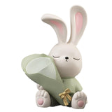 Maxbell Flower Vase Rabbit Figurine Sculpture Bedroom Living Room Resin Bunny Statue Sit 17cmx24cm