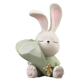 Maxbell Flower Vase Rabbit Figurine Sculpture Bedroom Living Room Resin Bunny Statue Sit 17cmx24cm