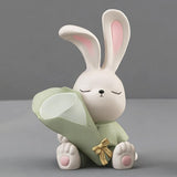 Maxbell Flower Vase Rabbit Figurine Sculpture Bedroom Living Room Resin Bunny Statue Sit 17cmx24cm