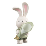 Maxbell Flower Vase Rabbit Figurine Sculpture Bedroom Living Room Resin Bunny Statue Stand 16cmx32cm