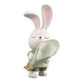 Maxbell Flower Vase Rabbit Figurine Sculpture Bedroom Living Room Resin Bunny Statue Stand 16cmx32cm