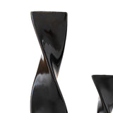 Maxbell 3x Plant Pot Slender Geometric Planter Farmhouse Ceramic Twisted Flower Vase Black