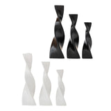 Maxbell 3x Plant Pot Slender Geometric Planter Farmhouse Ceramic Twisted Flower Vase Black