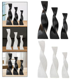 Maxbell 3x Plant Pot Slender Geometric Planter Farmhouse Ceramic Twisted Flower Vase Black
