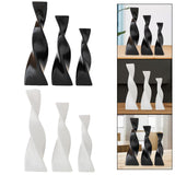 Maxbell 3x Plant Pot Slender Geometric Planter Farmhouse Ceramic Twisted Flower Vase Black