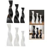 Maxbell 3x Plant Pot Slender Geometric Planter Farmhouse Ceramic Twisted Flower Vase Black