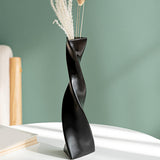 Maxbell 3x Plant Pot Slender Geometric Planter Farmhouse Ceramic Twisted Flower Vase Black