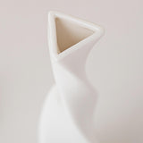 Maxbell 3x Plant Pot Slender Geometric Planter Farmhouse Ceramic Twisted Flower Vase White