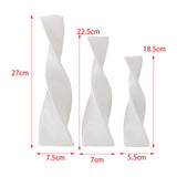 Maxbell 3x Plant Pot Slender Geometric Planter Farmhouse Ceramic Twisted Flower Vase White