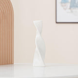 Maxbell 3x Plant Pot Slender Geometric Planter Farmhouse Ceramic Twisted Flower Vase White