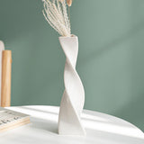 Maxbell 3x Plant Pot Slender Geometric Planter Farmhouse Ceramic Twisted Flower Vase White