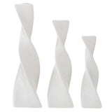 Maxbell 3x Plant Pot Slender Geometric Planter Farmhouse Ceramic Twisted Flower Vase White