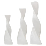 Maxbell 3x Plant Pot Slender Geometric Planter Farmhouse Ceramic Twisted Flower Vase White