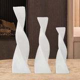 Maxbell 3x Plant Pot Slender Geometric Planter Farmhouse Ceramic Twisted Flower Vase White
