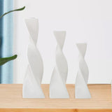 Maxbell 3x Plant Pot Slender Geometric Planter Farmhouse Ceramic Twisted Flower Vase White
