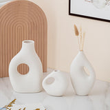 Maxbell Ceramic Geometric Flower Vase Abstract Vase Entryway Decors Plant Pot Holder Style A