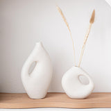 Maxbell Ceramic Geometric Flower Vase Abstract Vase Entryway Decors Plant Pot Holder Style B